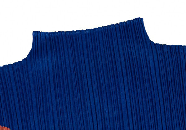 PLEATS PLEASE Animal Print High Neck T-Shirt Blue Size 3