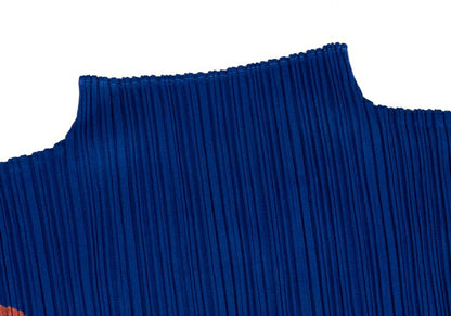 PLEATS PLEASE Animal Print High Neck T-Shirt Blue Size 3