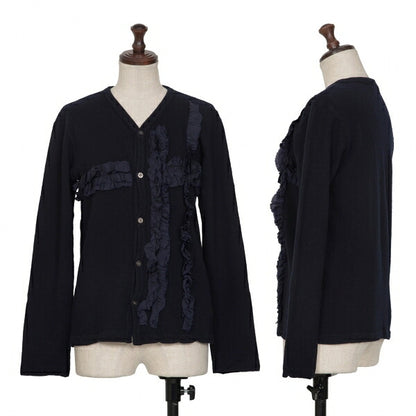 COMME des GARCONS Garment Dyed Frill Cardigan Navy Size S
