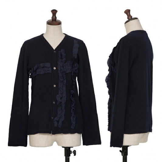 COMME des GARCONS Garment Dyed Frill Cardigan Navy Size S