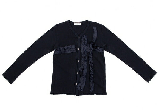 COMME des GARCONS Garment Dyed Frill Cardigan Navy Size S
