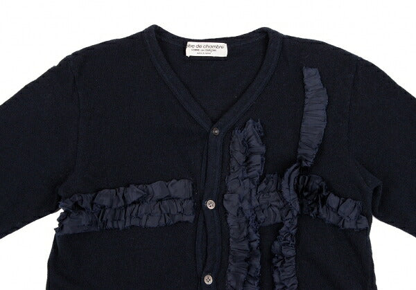 COMME des GARCONS Garment Dyed Frill Cardigan Navy Size S