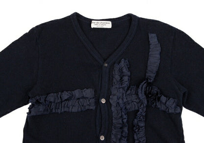 COMME des GARCONS Garment Dyed Frill Cardigan Navy Size S