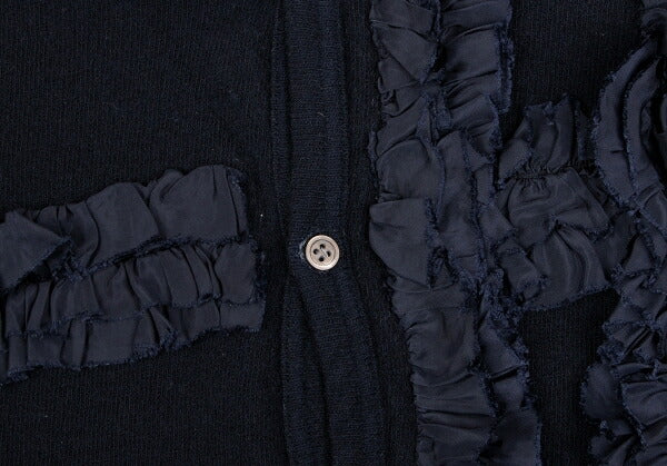 COMME des GARCONS Garment Dyed Frill Cardigan Navy Size S