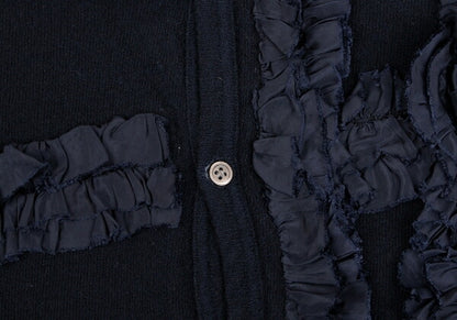 COMME des GARCONS Garment Dyed Frill Cardigan Navy Size S