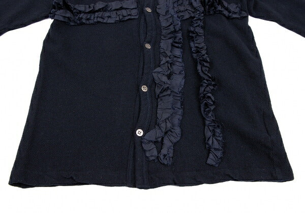 COMME des GARCONS Garment Dyed Frill Cardigan Navy Size S