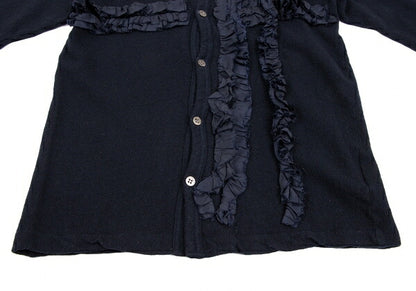 COMME des GARCONS Garment Dyed Frill Cardigan Navy Size S