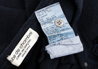 COMME des GARCONS Garment Dyed Frill Cardigan Navy Size S