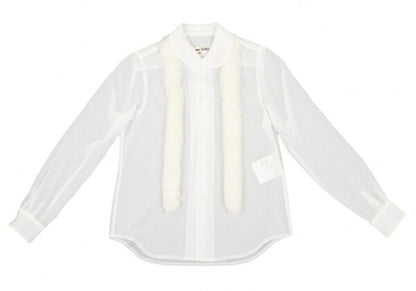 COMME des GARCONS Sheer Fur Trim Shirt White Size XS