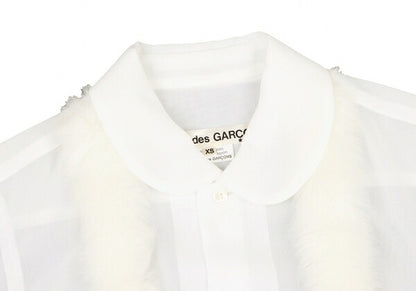 COMME des GARCONS Sheer Fur Trim Shirt White Size XS
