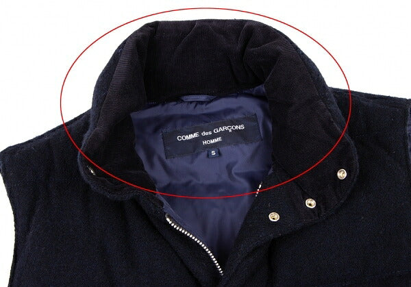COMME des GARCONS HOMME Wool Down Zip Vest Blue Size S