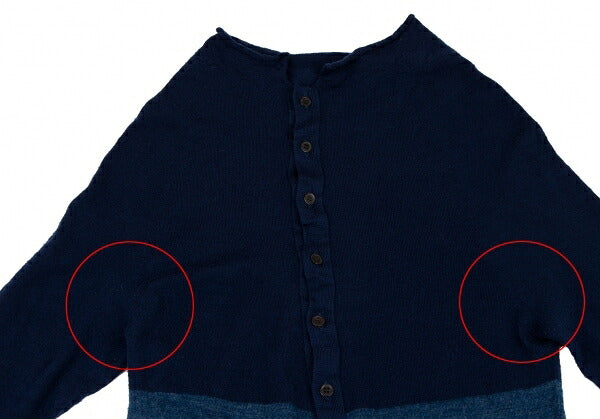 Y's Wool Color Block Knit Cardigan Blue Gray Size 2