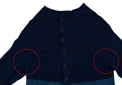 Y's Wool Color Block Knit Cardigan Blue Gray Size 2