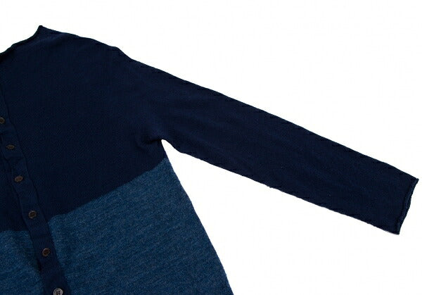 Y's Wool Color Block Knit Cardigan Blue Gray Size 2
