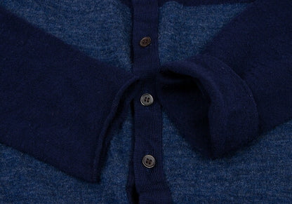 Y's Wool Color Block Knit Cardigan Blue Gray Size 2