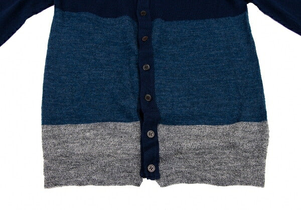 Y's Wool Color Block Knit Cardigan Blue Gray Size 2