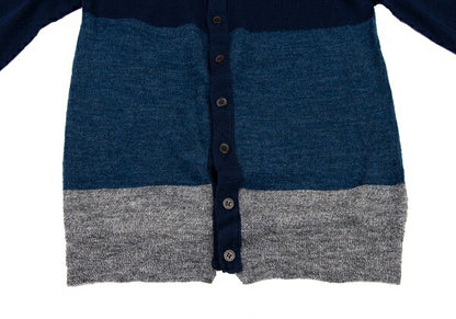 Y's Wool Color Block Knit Cardigan Blue Gray Size 2