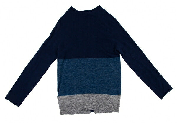 Y's Wool Color Block Knit Cardigan Blue Gray Size 2