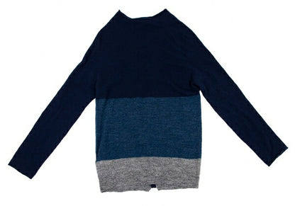 Y's Wool Color Block Knit Cardigan Blue Gray Size 2