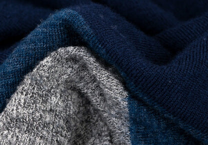 Y's Wool Color Block Knit Cardigan Blue Gray Size 2