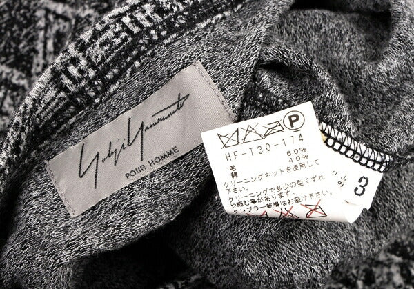 Yohji Yamamoto PH Asymmetric Hem Pattern Knit Black Size 3
