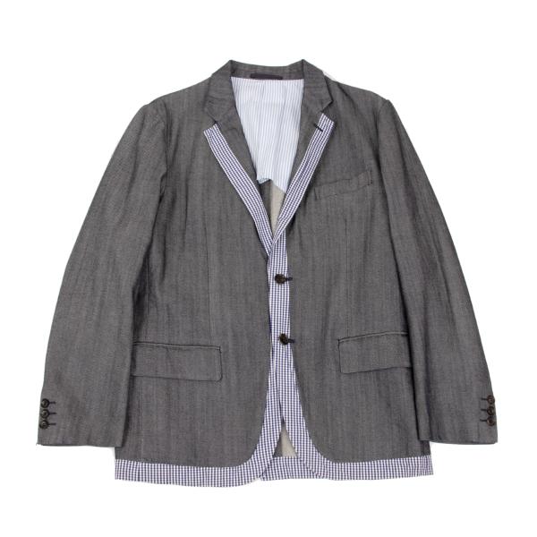 COMME des GARCONS HOMME Washed Check Jacket Gray Size SS