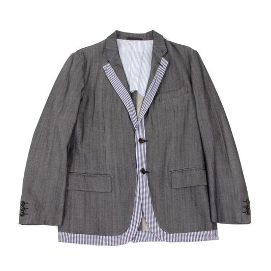 COMME des GARCONS HOMME Washed Check Jacket Gray Size SS
