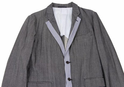 COMME des GARCONS HOMME Washed Check Jacket Gray Size SS