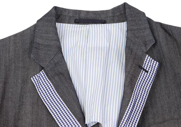 COMME des GARCONS HOMME Washed Check Jacket Gray Size SS