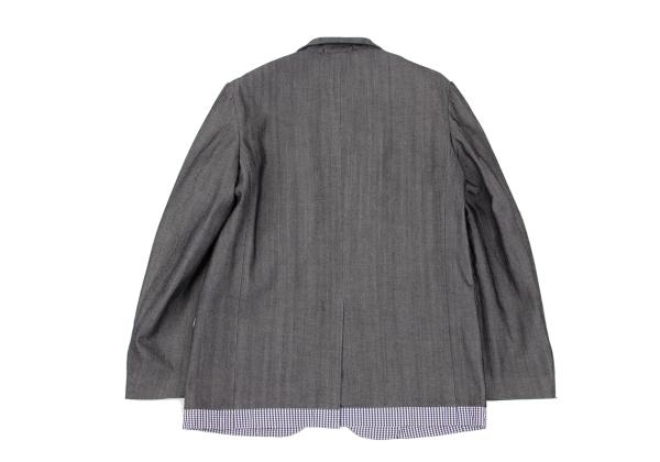 COMME des GARCONS HOMME Washed Check Jacket Gray Size SS