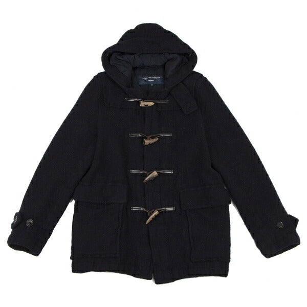 COMME des GARCONS HOMME Shrunk Wool Hooded Coat Navy Size M