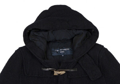 COMME des GARCONS HOMME Shrunk Wool Hooded Coat Navy Size M