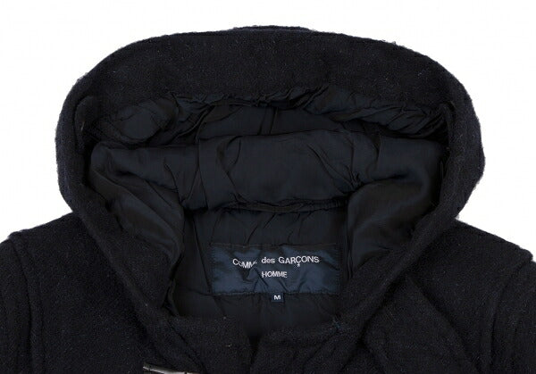 COMME des GARCONS HOMME Shrunk Wool Hooded Coat Navy Size M