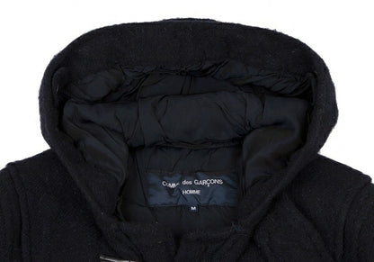 COMME des GARCONS HOMME Shrunk Wool Hooded Coat Navy Size M