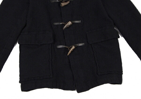 COMME des GARCONS HOMME Shrunk Wool Hooded Coat Navy Size M
