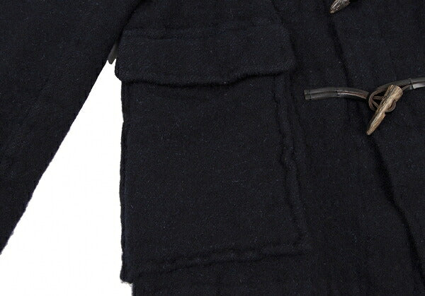 COMME des GARCONS HOMME Shrunk Wool Hooded Coat Navy Size M