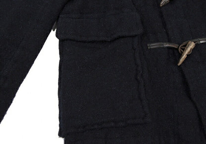 COMME des GARCONS HOMME Shrunk Wool Hooded Coat Navy Size M