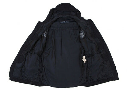 COMME des GARCONS HOMME Shrunk Wool Hooded Coat Navy Size M