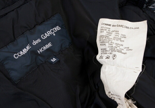 COMME des GARCONS HOMME Shrunk Wool Hooded Coat Navy Size M