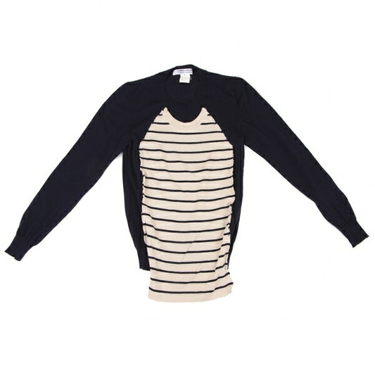COMME des GARCONS Border Knit Sweater Navy Ivory Size S