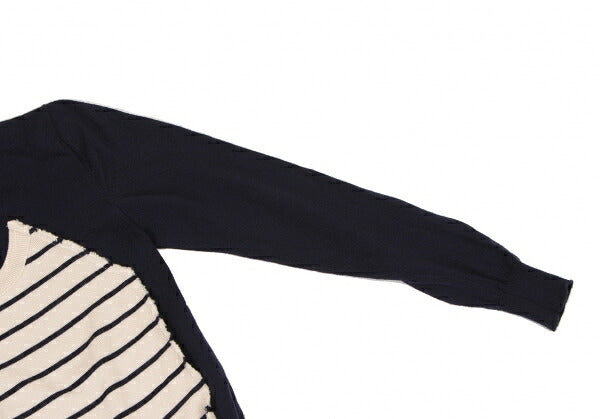 COMME des GARCONS Border Knit Sweater Navy Ivory Size S