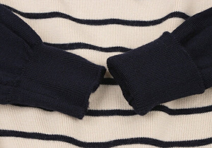 COMME des GARCONS Border Knit Sweater Navy Ivory Size S
