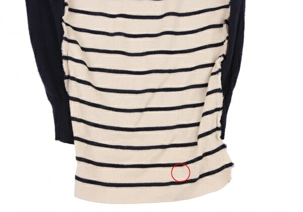 COMME des GARCONS Border Knit Sweater Navy Ivory Size S