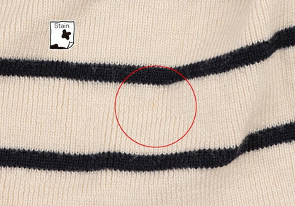 COMME des GARCONS Border Knit Sweater Navy Ivory Size S