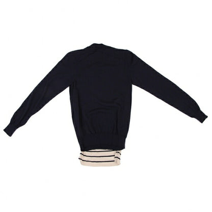 COMME des GARCONS Border Knit Sweater Navy Ivory Size S