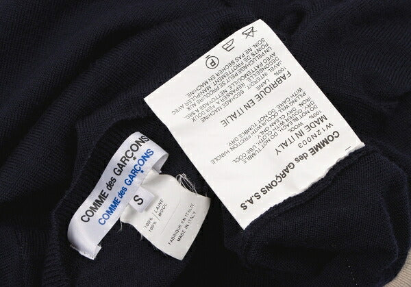 COMME des GARCONS Border Knit Sweater Navy Ivory Size S