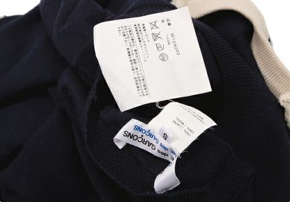 COMME des GARCONS Border Knit Sweater Navy Ivory Size S