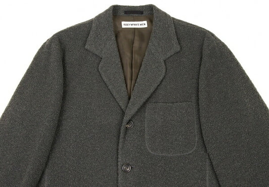 ISSEY MIYAKE MEN Wool Blend Pile Knit Jacket Green Size XL