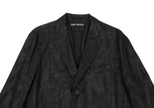 ISSEY MIYAKE MEN Cotton Linen Lustrous Blazer Black Size 4