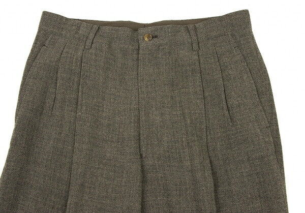 ISSEY MIYAKE MEN Brown Wool Rayon Two-Tuck Pants Size XXL